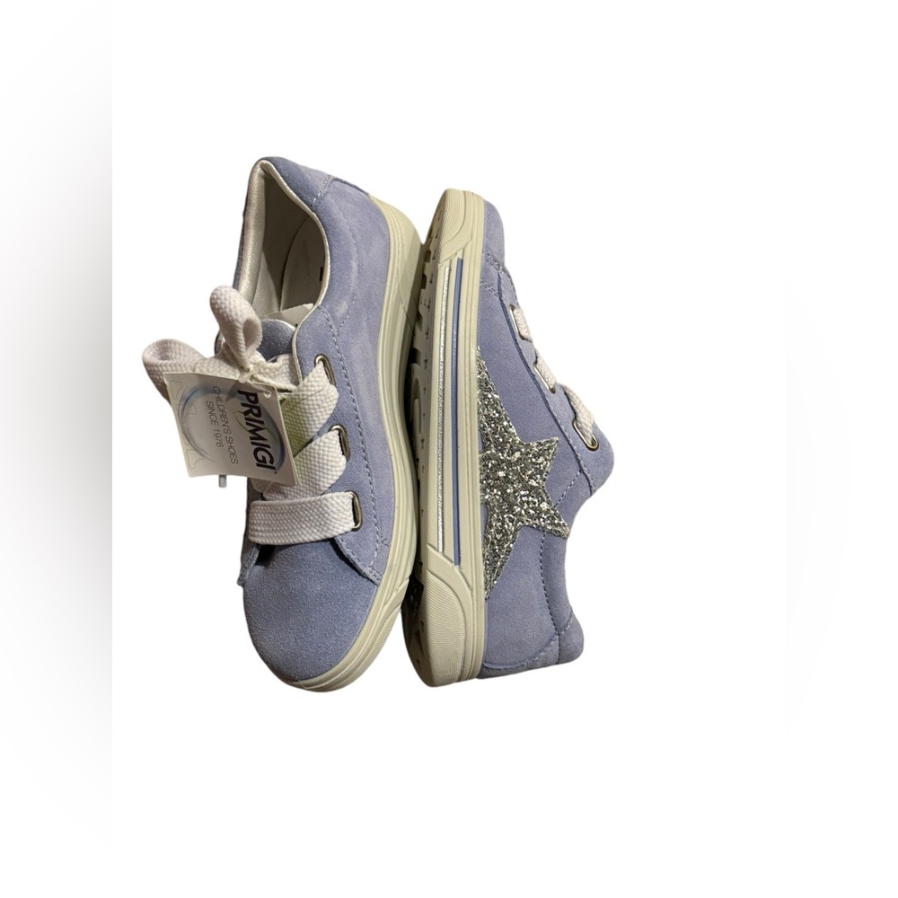 PRIMIGI Star⭐️ Girls Light Blue Suede Italian Leather Lace up Sneakers -Size 33 - Picture 2 of 15